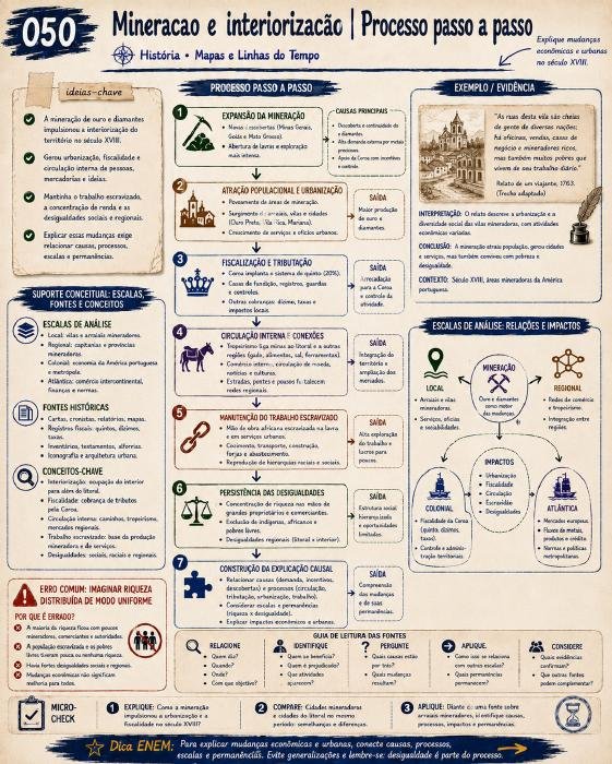 Resumo visual de mineração e interiorização