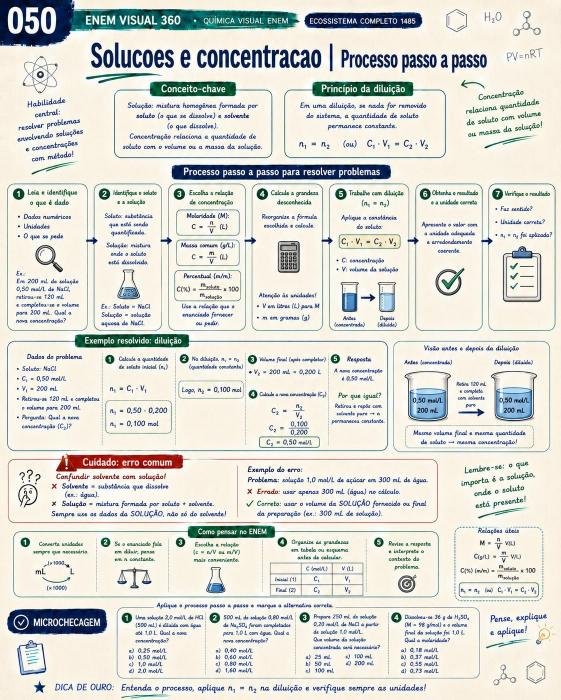 Mapa visual de soluções e concentração